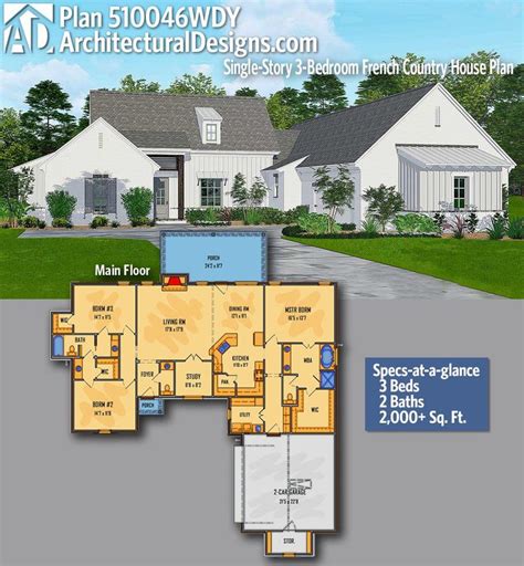 plan wdy single story  bedroom french country house plan french country house plans