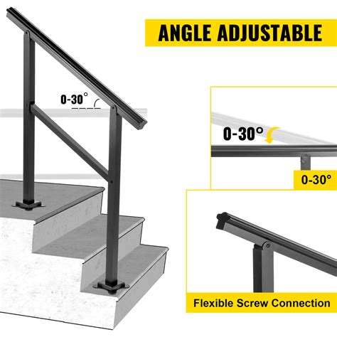 Vevor Outdoor Handrail 165lbs Load Handrail Outdoor Stairs Aluminum