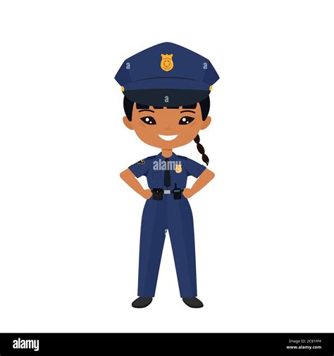 chibi niña personaje en uniforme de policía profesiones para niños