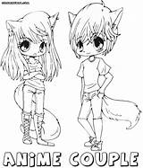 Anime Coloring Pages Couple Print Colorings sketch template