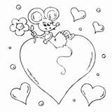 Coloring Mouse Card Lovely Cupid Pages Surfnetkids Valentines Fun sketch template