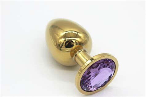 Metal Gold Plated With Colorful Jeweled Crystal Anal Butt Free