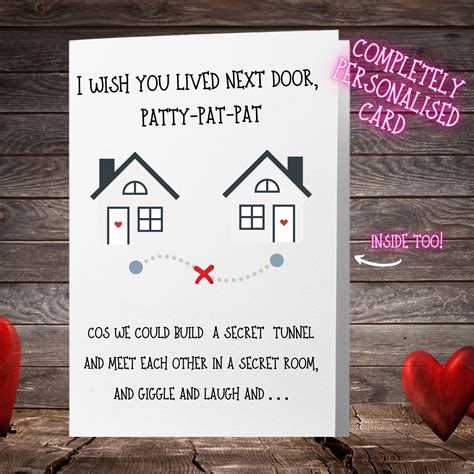 Personalised I Wish You Lived Next Door Card Custom Printed By Dizzy