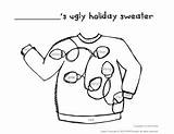 Sweater Coloring Ugly Sheet Christmas Kindergarten Worksheets Subject sketch template