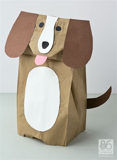 paper bag dog puppet printable
