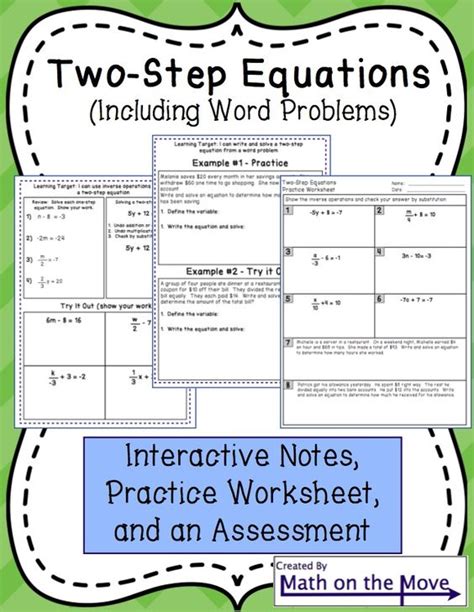 solve  step equations word problems worksheet writing  solving