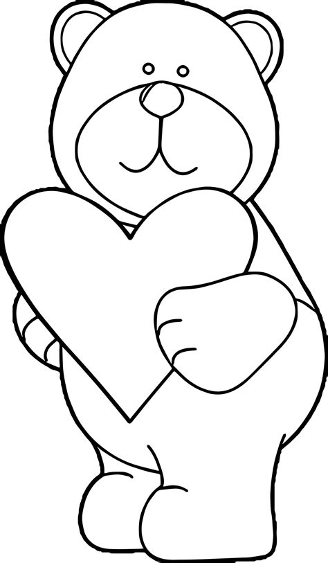 teddy bear  heart coloring pages  getdrawings