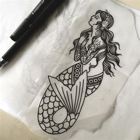 Pin By Claire Droppelman On Old School Flash Mermaid Tattoos