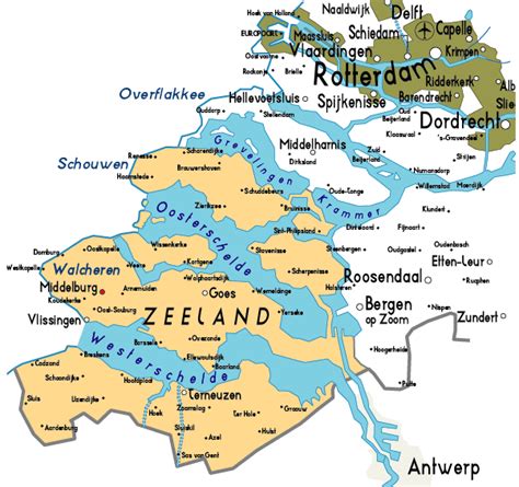 map  zeeland province city map  netherlands political regional province
