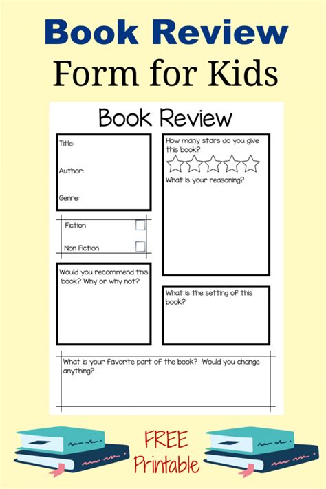 book review form  kids  activity mom