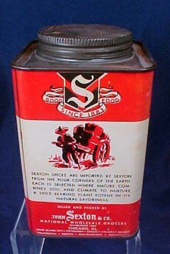vintage sexton pure spice tin with lid jamaica allspice national grocer