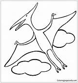 Dinosaur Coloring Pterodactyl Pages Kids Colouring Printable Dinosaurs Drawing Color Flying Sheets Quetzalcoatlus Print Outline Cute Sheet Coloringpagesonly Pterosaur Paw sketch template