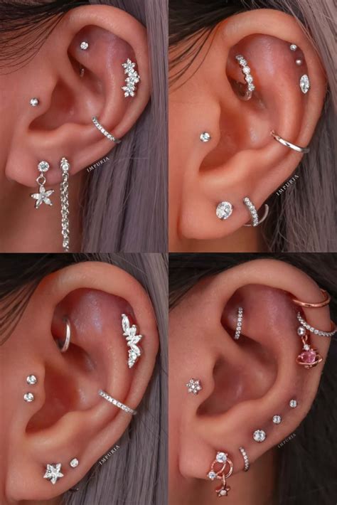 pretty ear piercing combination placement ideas ideias fofas de