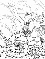 Coloring Pages Adult Fantasy Fenech Selina Mermaid Fairy Mermaids Colouring Books Dragons Sheets Mystical Elf Dragon Mythical Book Elves Coloriage sketch template