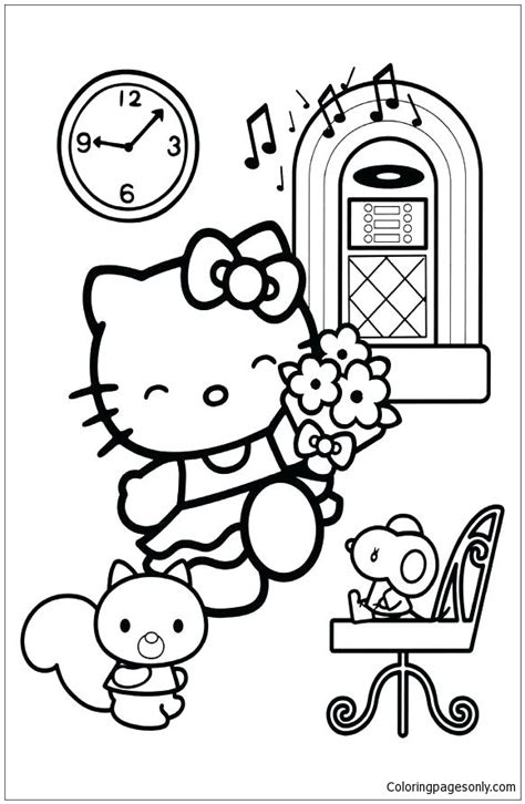 kitty   friends  coloring page  printable coloring