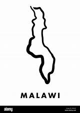 Malawi Map Vector Outline Country Smooth Simplified Alamy Shape Simple sketch template