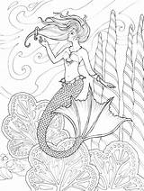 Coloring Mermaid Pages Adult Mermaids Colouring Printable Book Dover Publications Kolorowanki Color Doverpublications Sea Fish Getdrawings Getcolorings Welcome Drawings Print sketch template