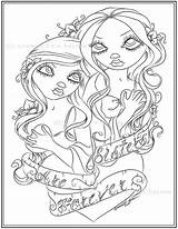 Coloring Pages Adult Fantasy Sister Printable Sisters Colouring Color Themed Cute Print Drawings Getcolorings Template Tattoos Etsy sketch template