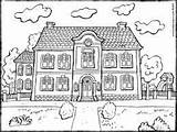Schoolgebouw Kleurplaten Gebouw Seizoenen Kleuren Kiddicolour sketch template