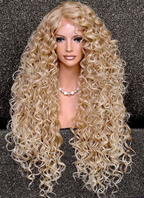 human hair blend full lace front wig extra volume  curly untamed  wild heat safe wig