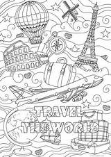 Travel Coloring Pages Adult Colouring Printable Book Adults Favoreads Traveling Sheets Kids Doodle Visit Drawing Choose Board Summer Sold Etsy sketch template