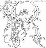Coloring Embroidery Letters Fancy Letter Alphabet Monogram Monograms Magic Patterns Hand Pages sketch template