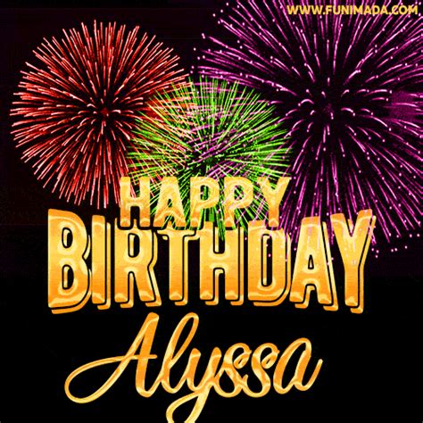 wishing   happy birthday alyssa  fireworks gif animated