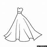 Dress Coloring Wedding Pages Gown Ball Drawing Dresses Template Celebrations Templates Fashion Line Gowns Printable Choose Board sketch template