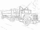 Coloring Truck Pages Semi Log Mack Trailer Drawing Printable Tractor Colouring Diesel Adult Cabin Peterbilt Sketch Adults Trucks Color Getcolorings sketch template