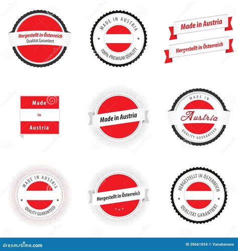 austria labels  badges stock illustration illustration  graphic manufactured