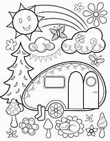 Coloring Pages Printable Year Hippie Adult Olds Book Simple Camper Happy Thaneeya Drawing Color Pdf Camping Van Campers Print Summer sketch template