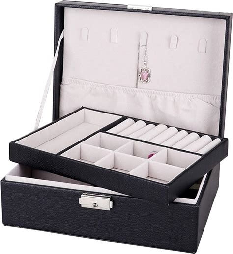 charmdi wooden jewellery box  tier jewellery storage case pu leather jewelry box organiser