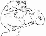 Wolf Lineart Cuddle sketch template