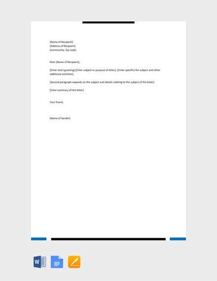 friendly letter templates samples  ms word