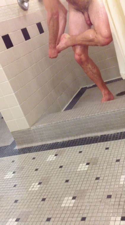 big dicked daddy caght in showers my own private locker room