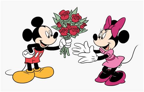 minnie mouse valentine day clipart mickey mouse  rose hd png