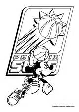 Suns Phoenix Coloring Pages Nba Basketball Mickey Mouse sketch template