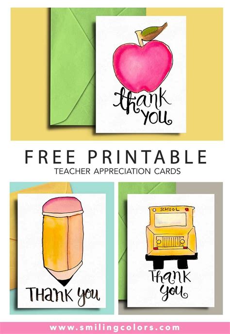 printable teacher appreciation cards  color  printable
