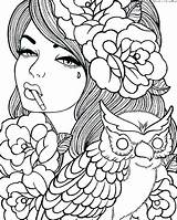 Coloring Pages Girl Girls Pen Pretty Gel Printable Detailed Rated Color Getcolorings Tattoo Colorings Size Adult Female Print Getdrawings sketch template