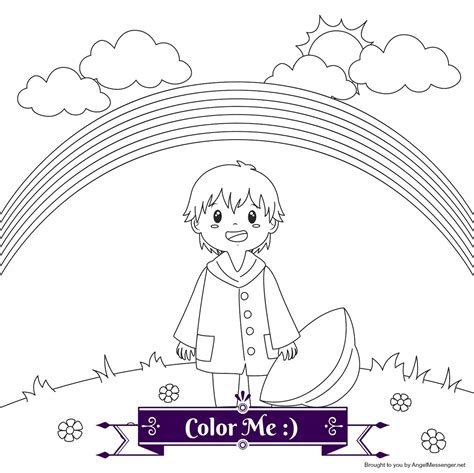 child rainbow coloring page angel messenger  store angel