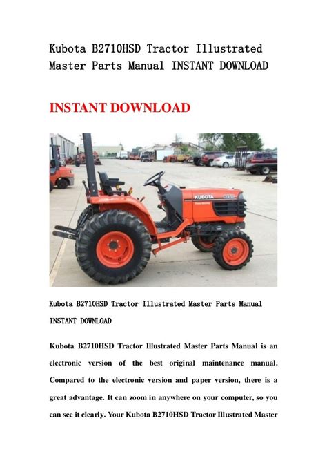 kubota  hsd tractor illustrated master parts manual instant