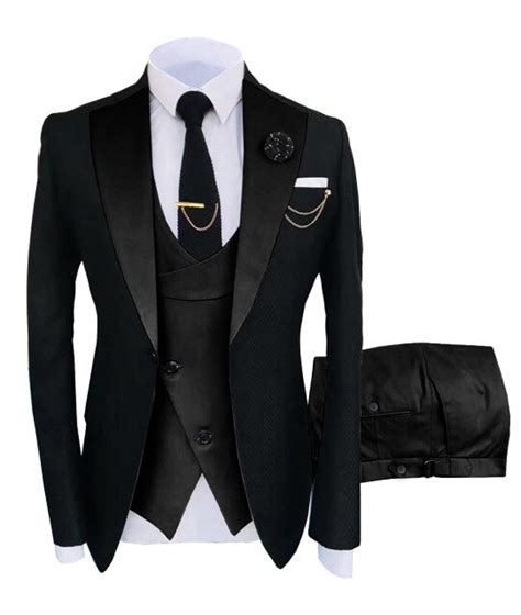 mens classic  piece black wedding tuxedo