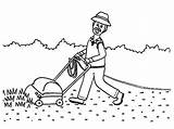 Mowing Lawn Grandfather Mow Colorluna Mower sketch template
