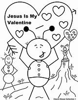 Valentine Coloring Pages Christian Printable Jesus Sunday School Church Religious Kids Sheets Ant Valentines Color Saint Children Churchhousecollection Collection House sketch template