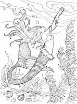 Mermaids Mermaid Coloring Pages Adults Adult Colouring Beautiful Christmas Book Sheets Kids Sea Printable Dover Publications Fish Intricate Welcome Pregnant sketch template