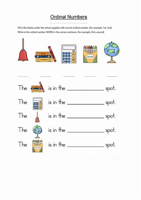 ordinal numbers worksheets 62b