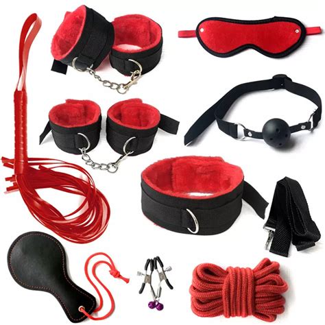 Bondage Tools Neck Collar Handcuffs Spanking Whip Blind Fold Women Bdsm
