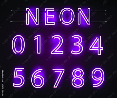 neon pink numbers vector illustration pink neon light glowing numbers