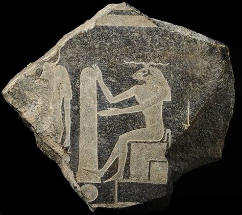 The God Khnum Ram Headed Sitting At A Potter’s Wheel Relief Fragment