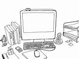 Desk Computer Sketch Template Coloring Pages sketch template